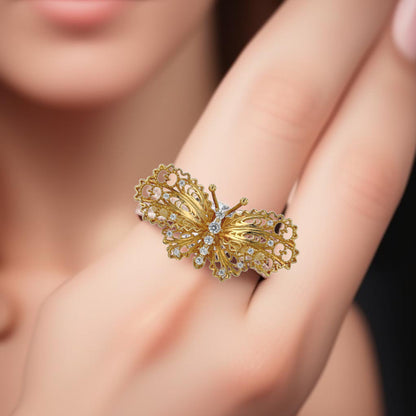 Yellow 14k gold butterfly ring