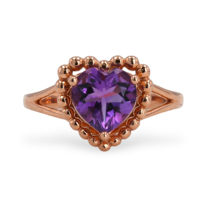 10K Rose Gold Amethyst heart ring-224825