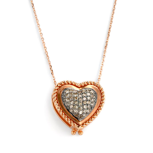14K rose gold open shell heart diamond necklace-12134
