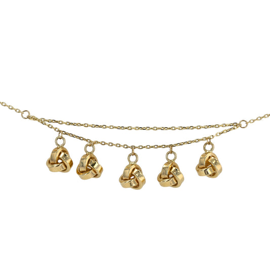 14K yellow gold hanging knot charms bracelet