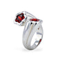 Sterling silver 925 red garnet clover ring