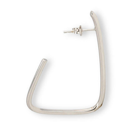14K white gold large minimalist geometric hoops earrings-11373