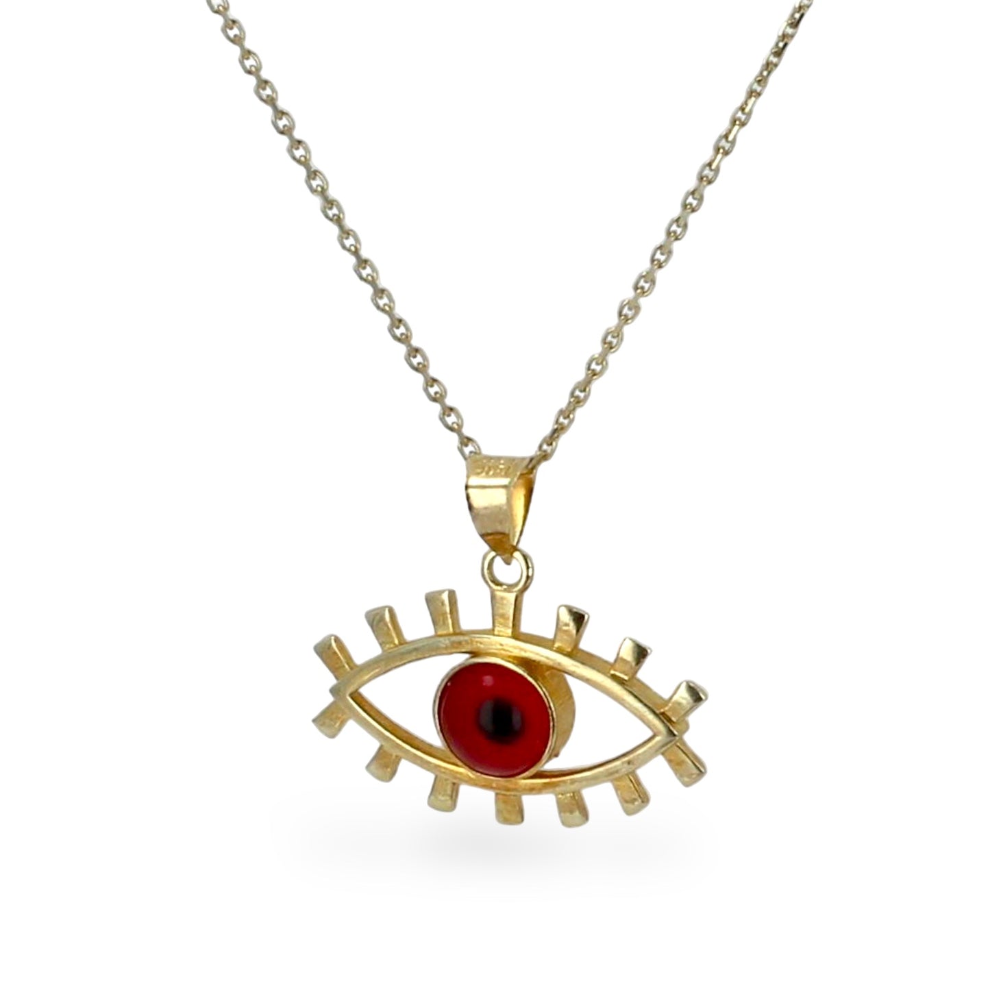 14K yellow gold eye amulet necklace-223722