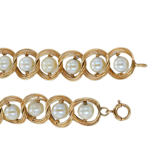 14K Yellow gold pearl bracelet