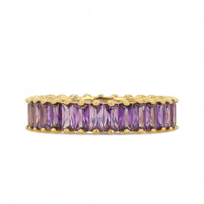 14K Yellow Gold Infinity Ring with Amethyst Stones - 22437446