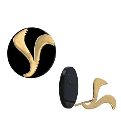 14K Yellow gold facet onyx studs earrings