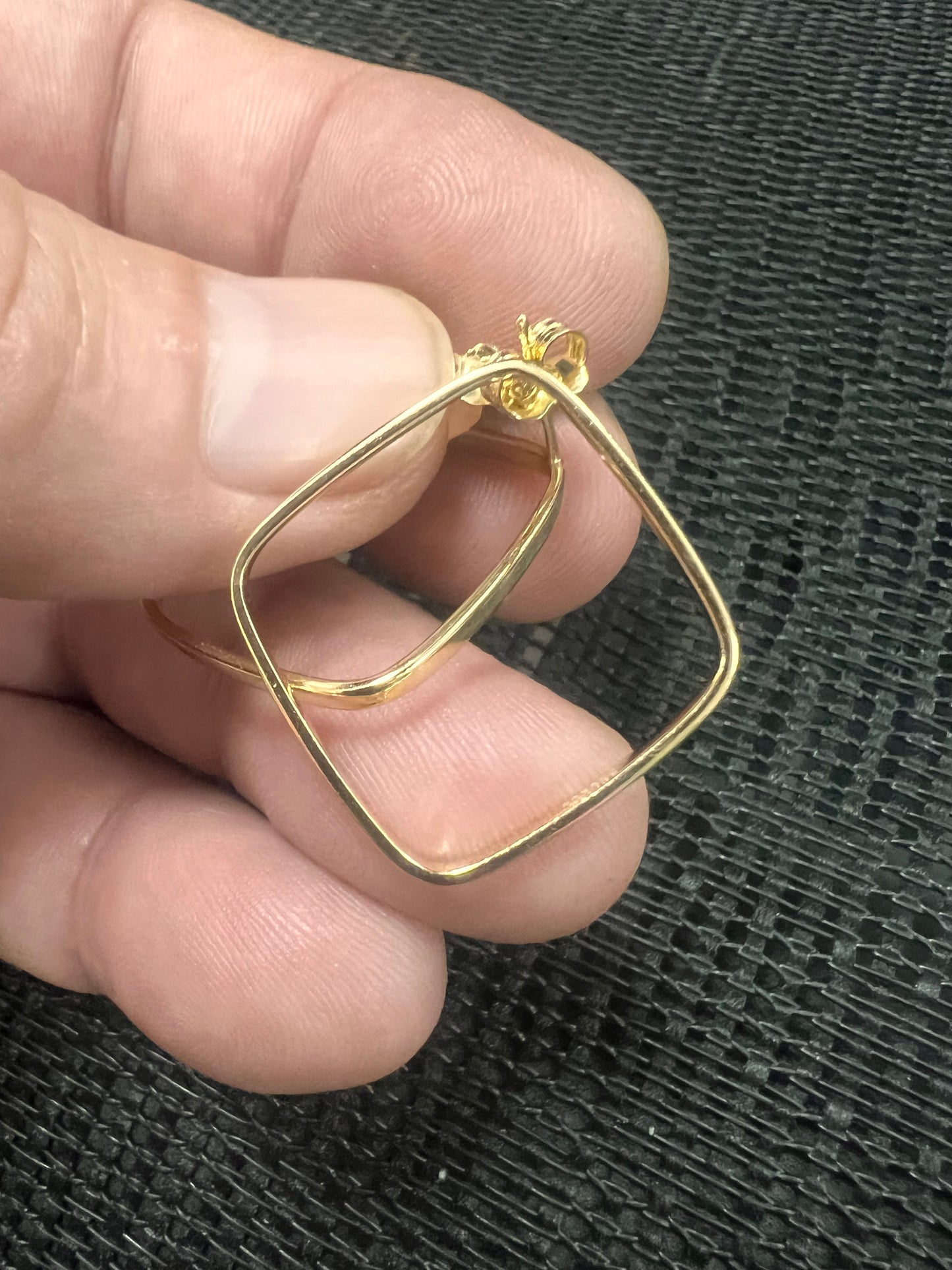 14K Yellow gold minimalist square studs earrings-11506