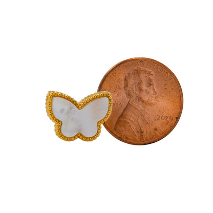 18k yellow mother pearl butterfly earrings studs