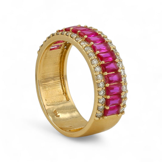 14K Yellow gold ruby solid band-79296