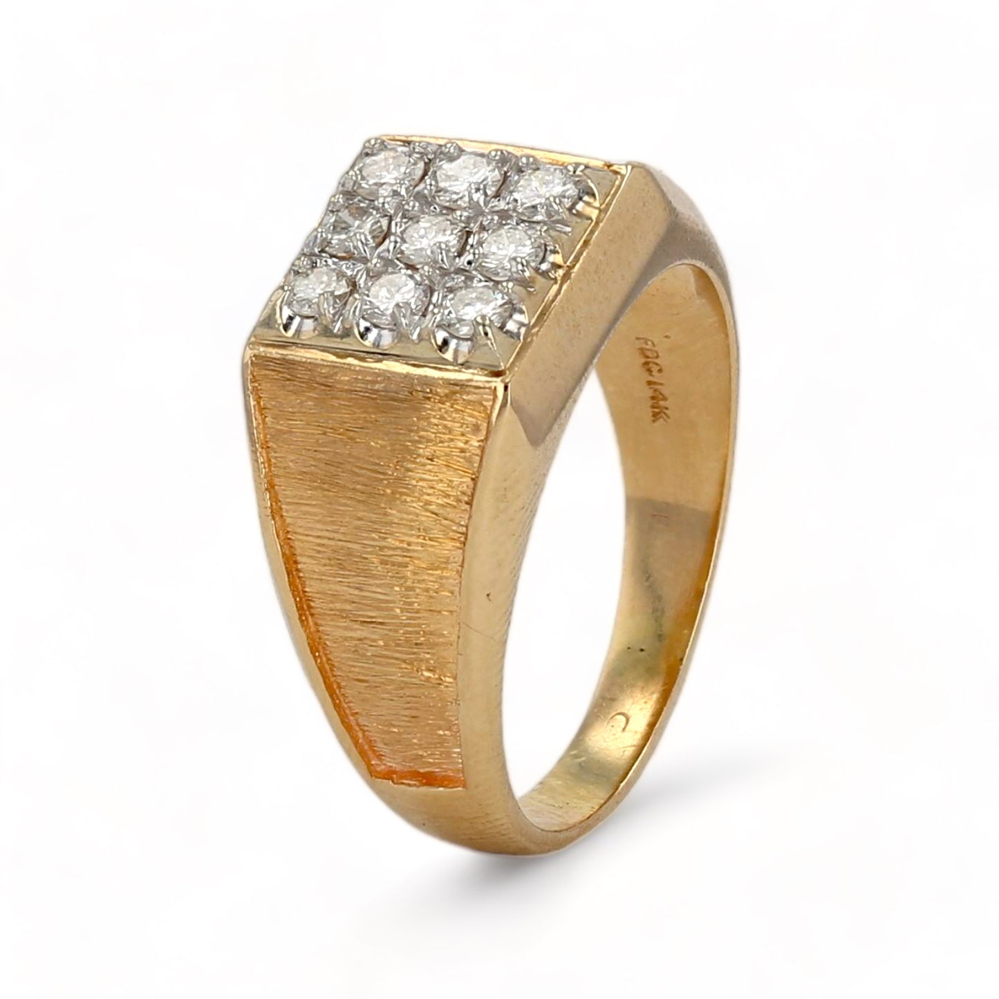 14K Yellow gold diamond square ring-D5478