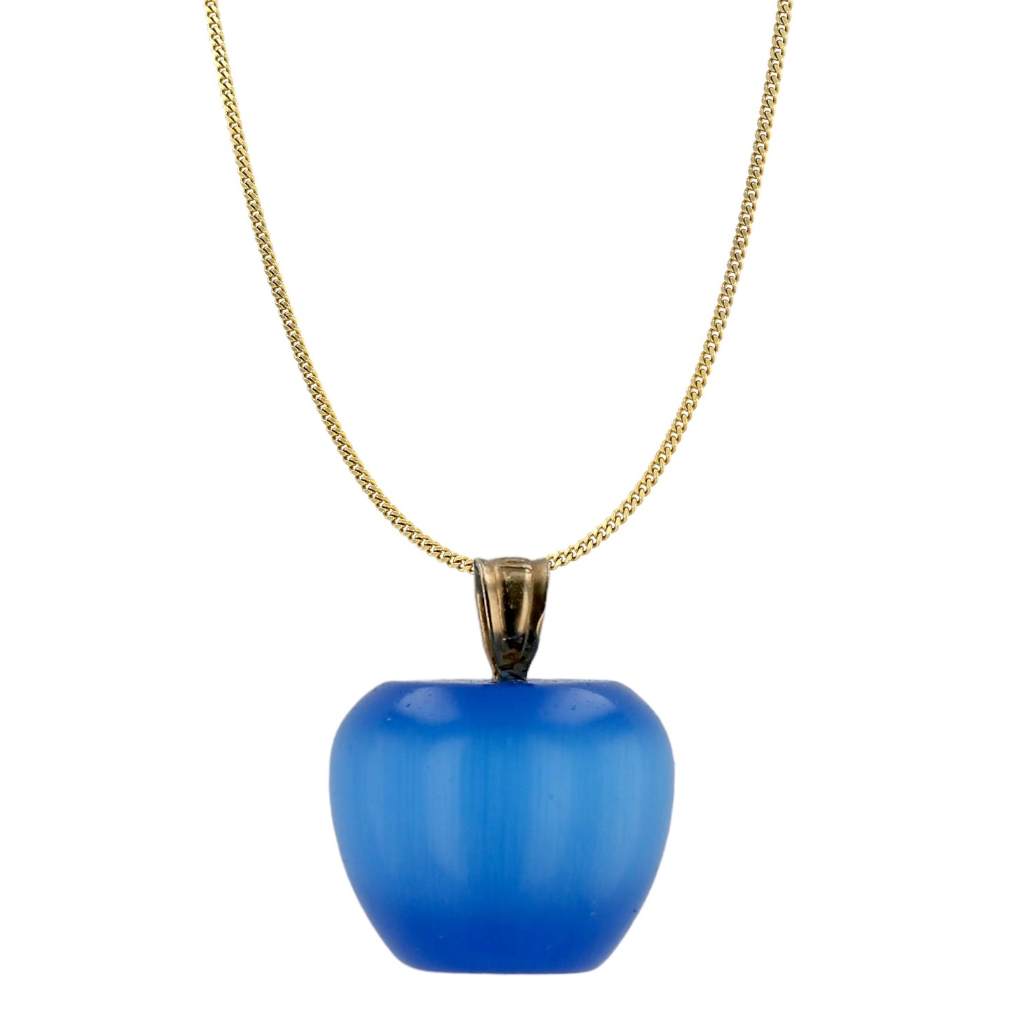 10K Yellow gold blue  Apple necklace-4537