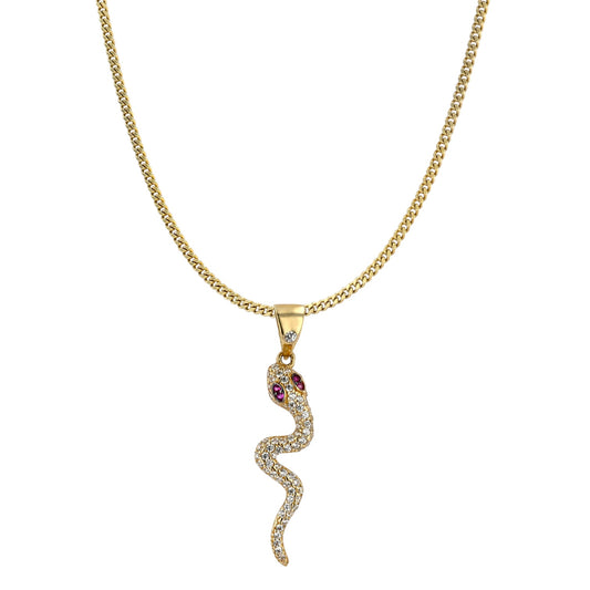 10K yellow gold snake necklace-54278