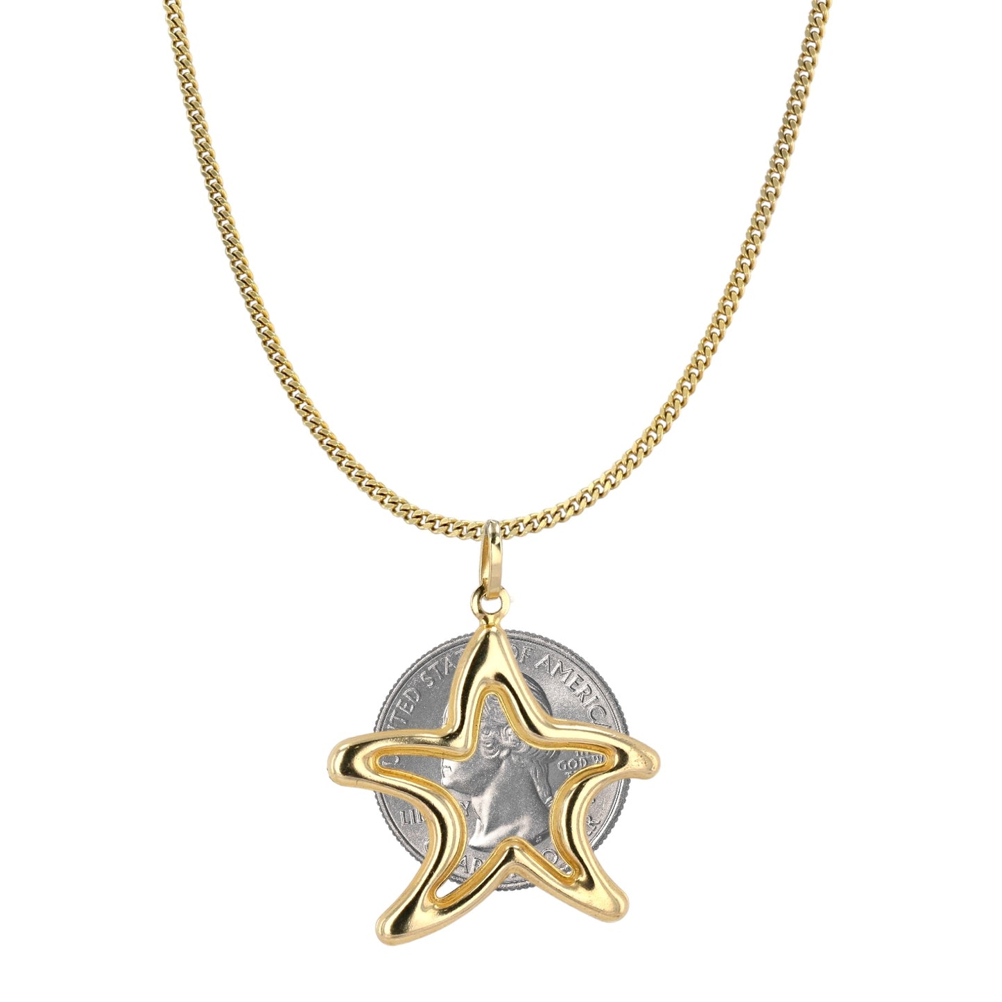 10k yellow gold Star necklace-50026