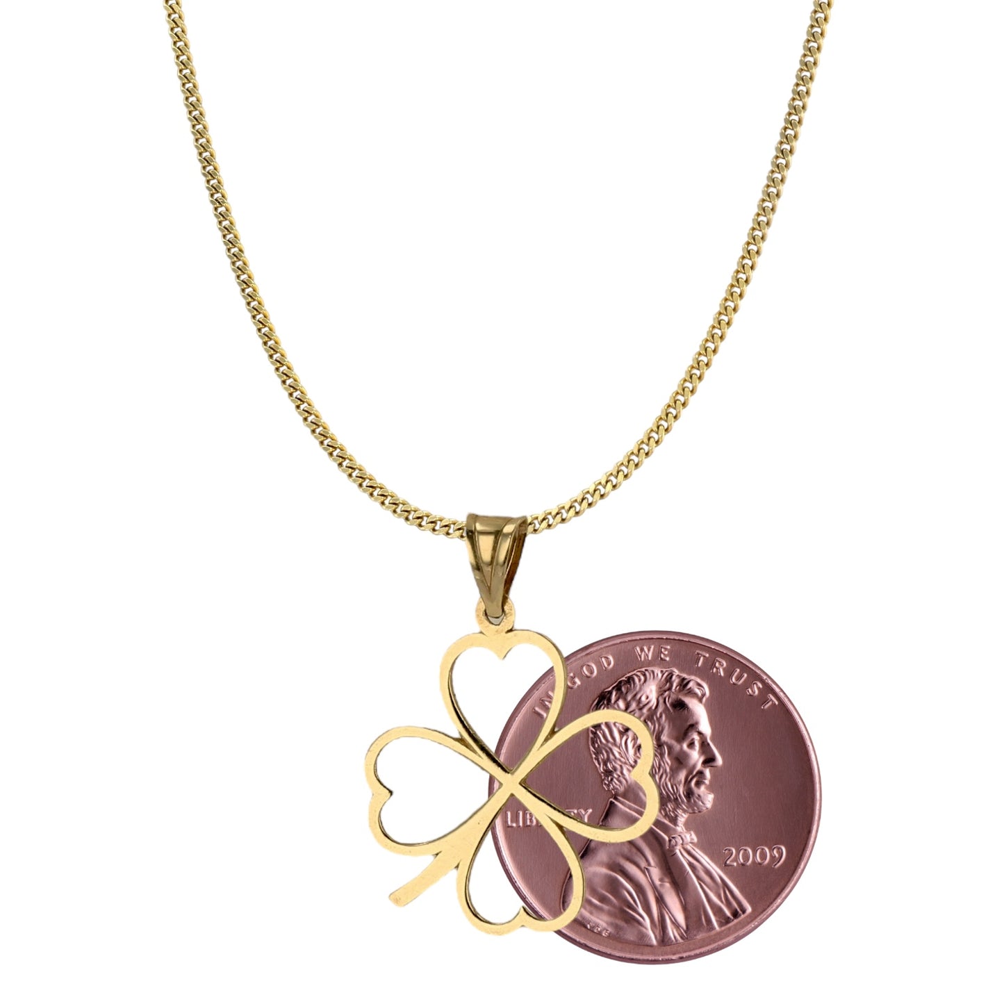 10k yellow gold clover necklace-50027