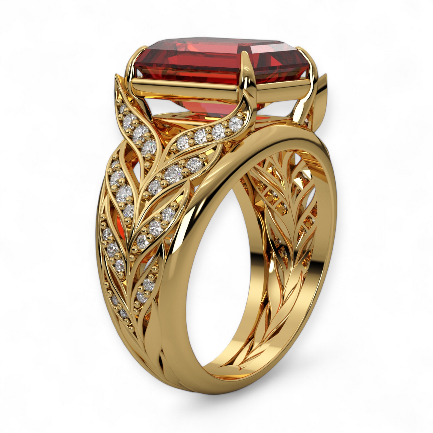 14k Solid Gold Diamond Ruby Herlona band-9900184