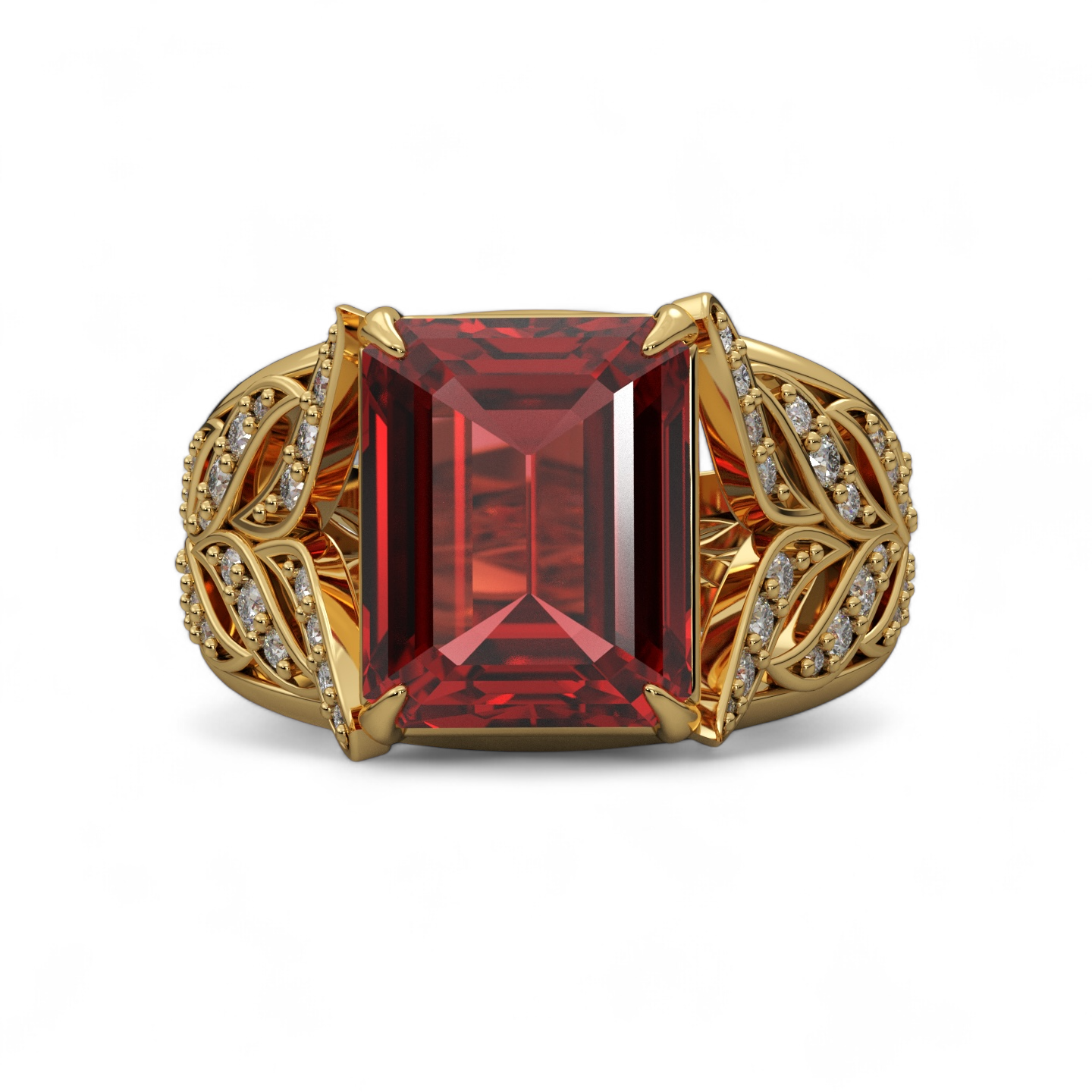 14k Solid Gold Diamond Ruby Herlona band-9900184