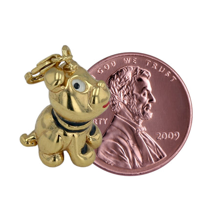 14K Yellow gold Graziella puppy pendant-3472