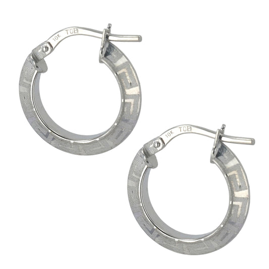 10K White gold Small hoops Greek style earrings-226148