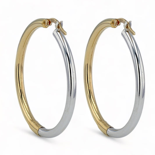 18K two tone big hoops fancy earrings-67839