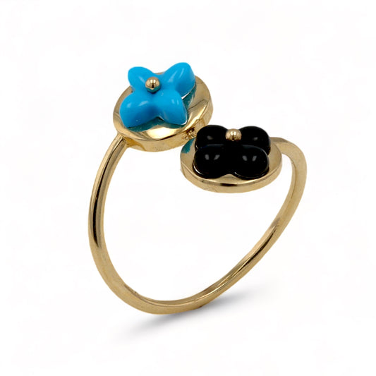 14K Yellow gold two clover ring-227068