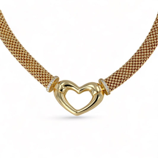 14K Yellow gold fancy heart necklace-225771
