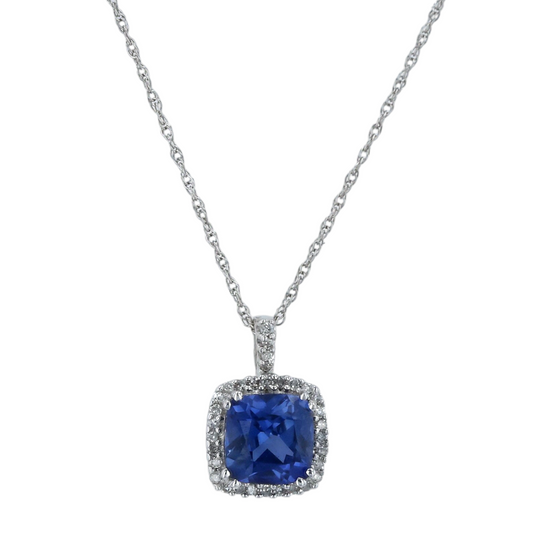 10k White gold Ceylon sapphire necklace-10661