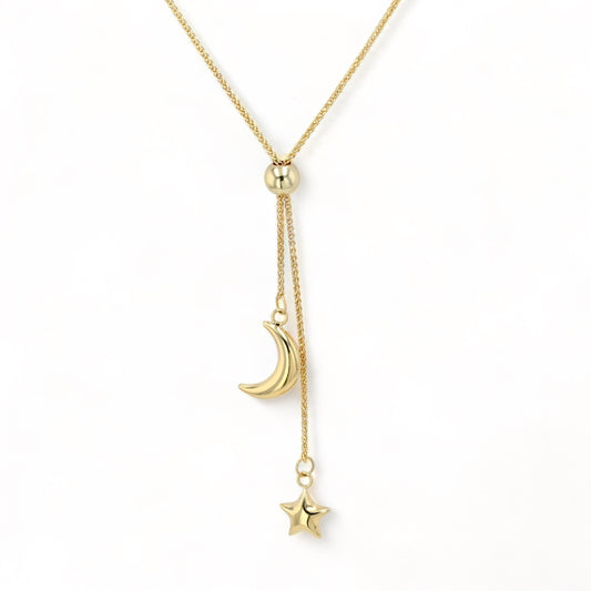 10k Yellow gold adjustable moon and star-11935