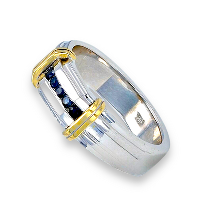 18K White gold lovers natural blue sapphire ring-42929