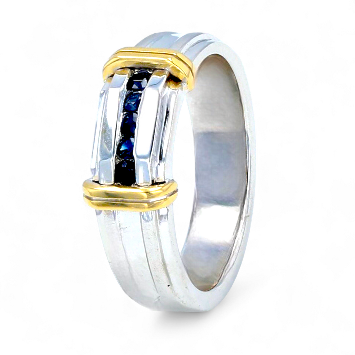 18K White gold lovers natural blue sapphire ring-42929