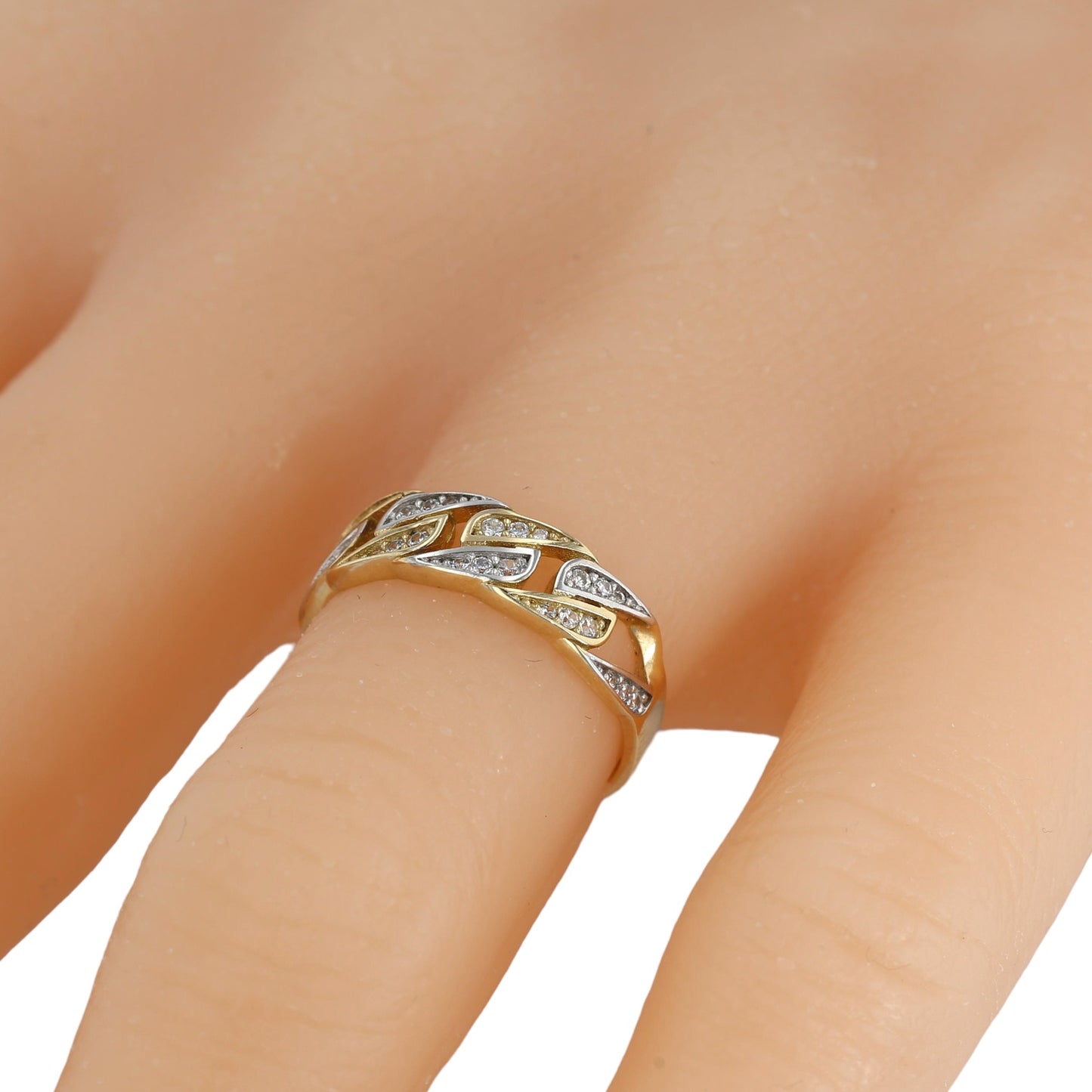 10K two tones gold link style ring-12678