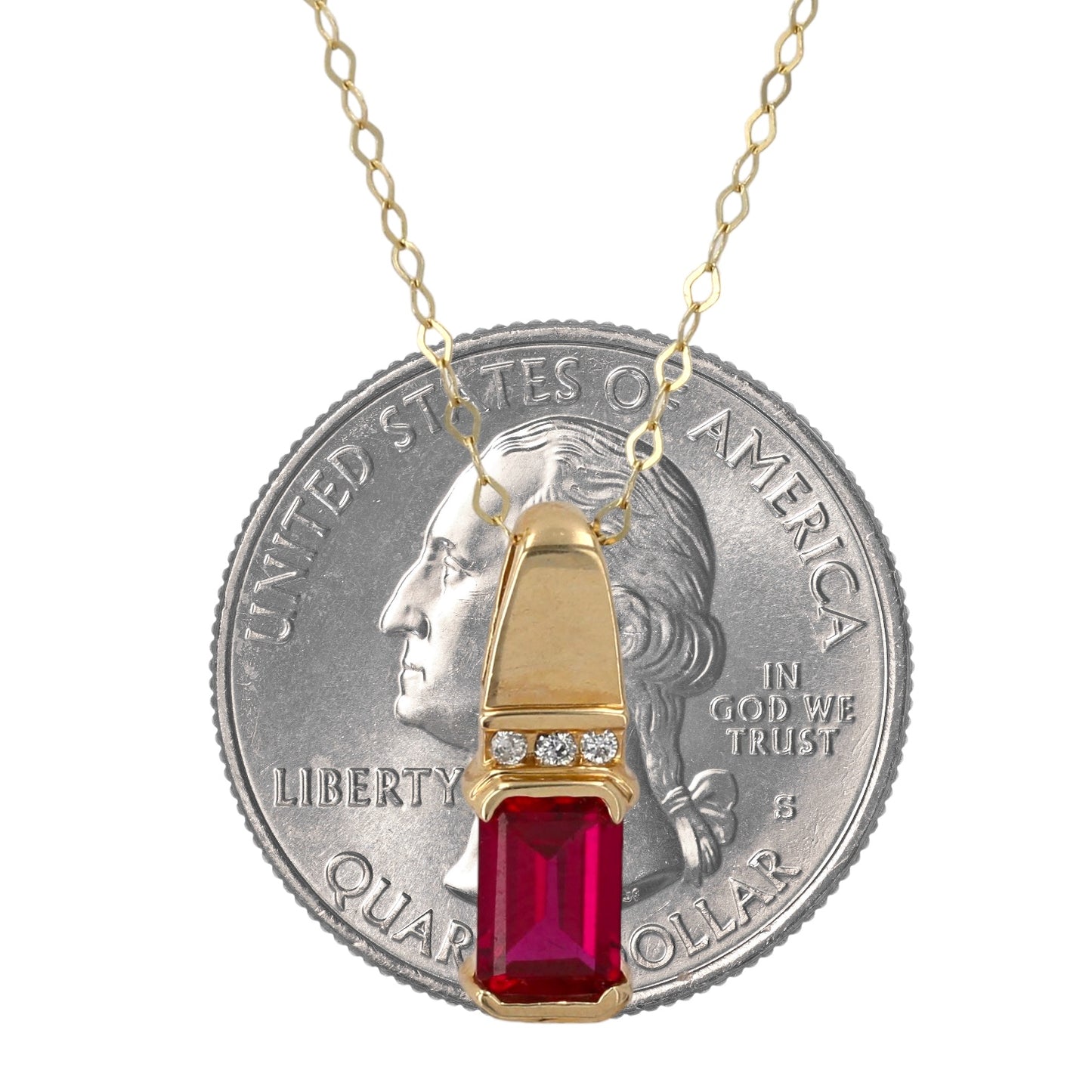 10K Yellow gold ruby diamonds accent Necklace-17728