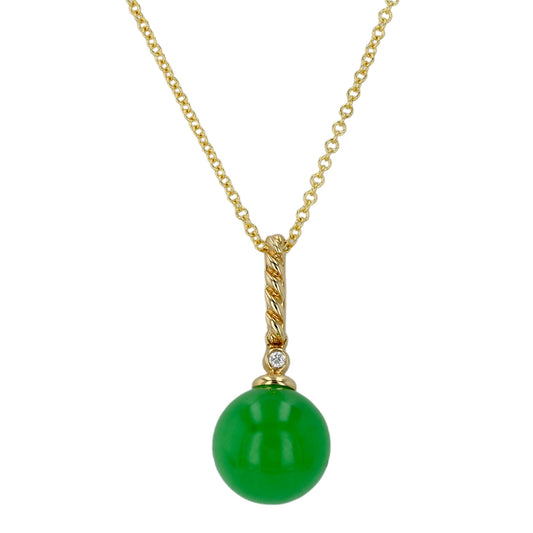 14K Yellow gold original natural jade diamond accent Effy brand Necklace-18009
