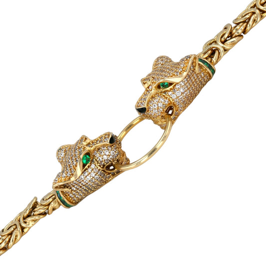 10K yellow gold Byzantine panthers necklace-222084