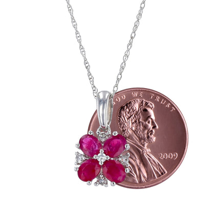 10k White gold clover ruby necklace-16954