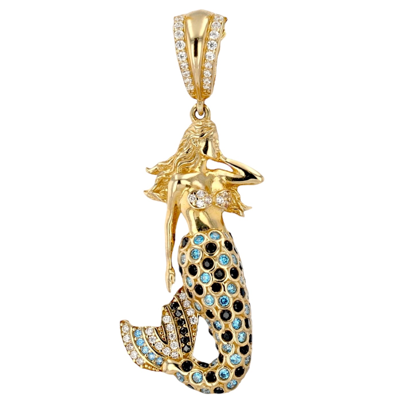 10K yellow gold rope choker with mermaid pendant-225321