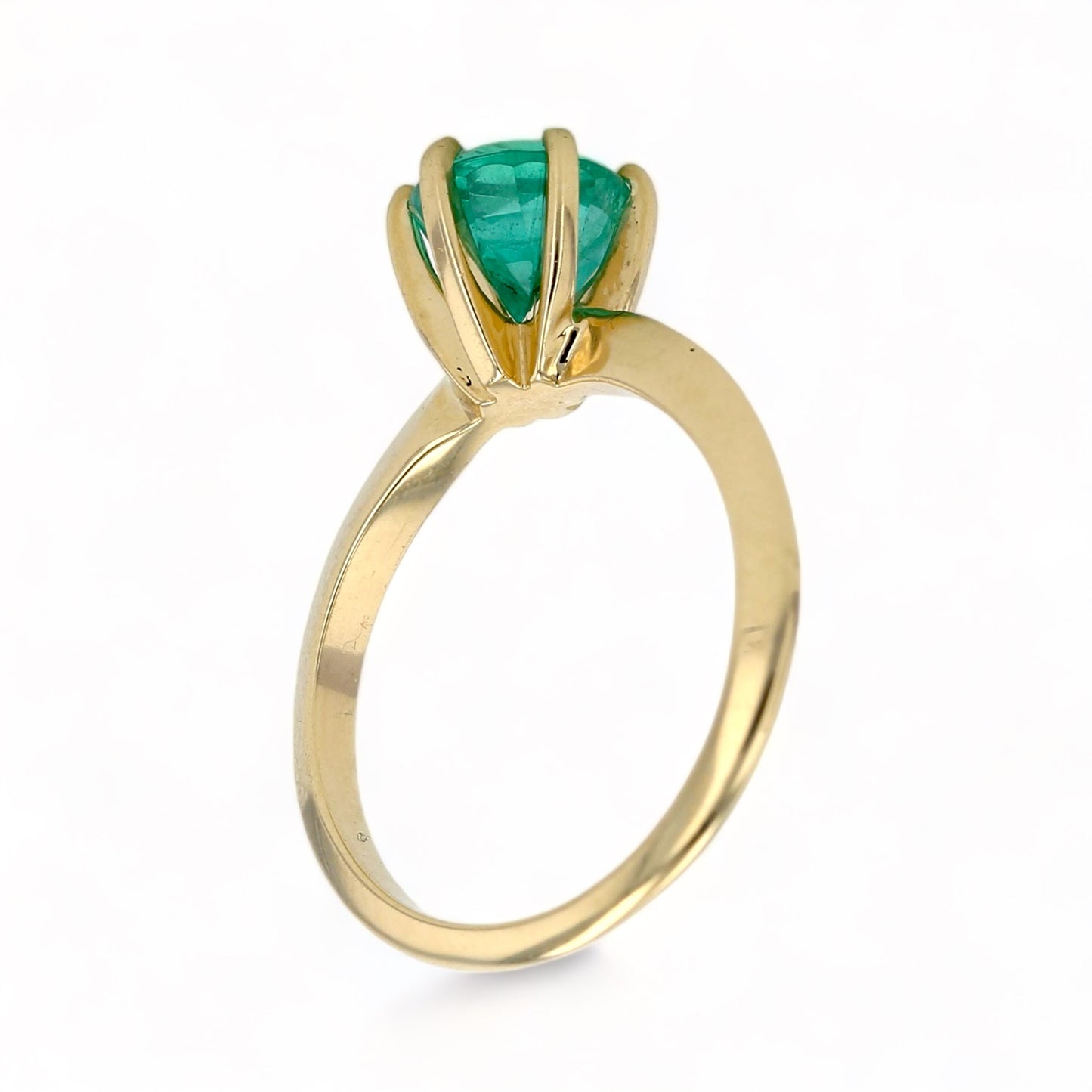 14K Yellow gold emerald 6 prong 2CT emerald solitary weeding rind-5679