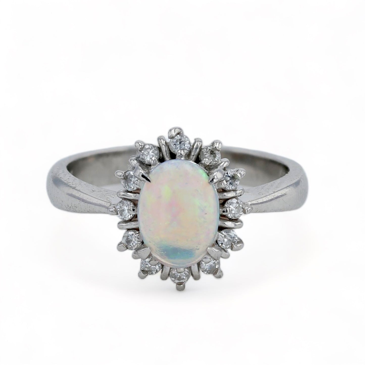 Platinum oval Australia opal halo diamonds-2227