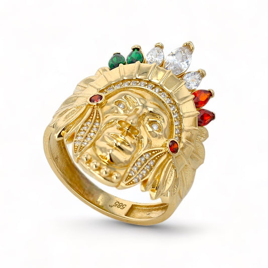 14k yellow gold multi color Indian ring-317672