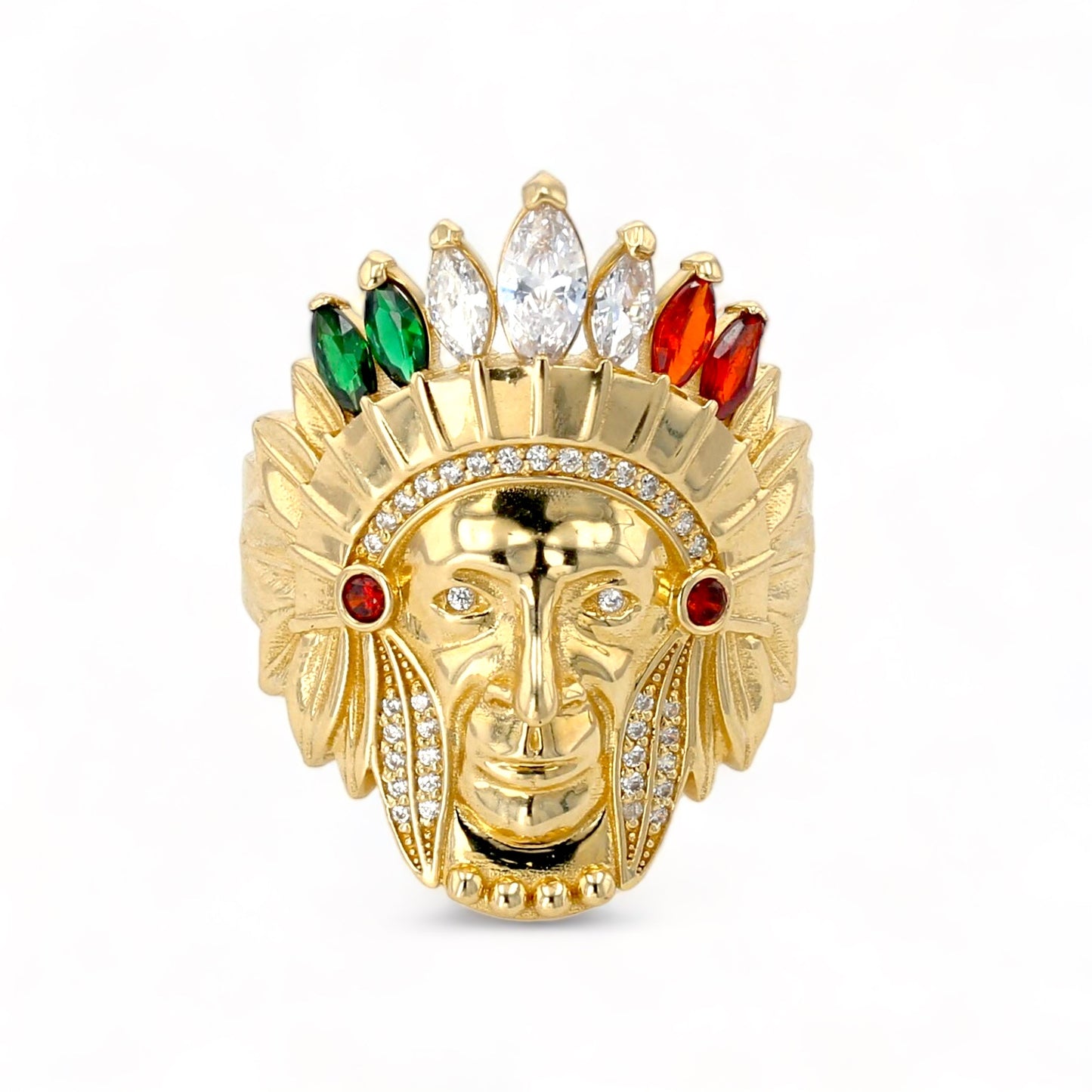 14k yellow gold multi color Indian ring-317672