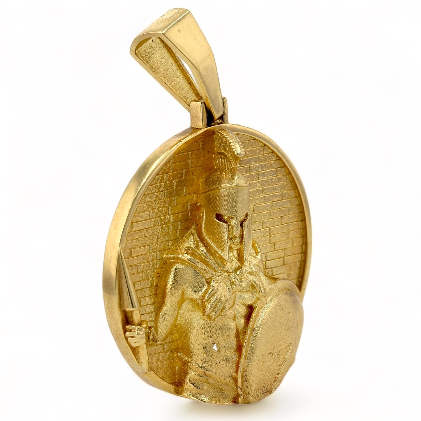10K yellow gold 3D Roman gladiator pendant-7890
