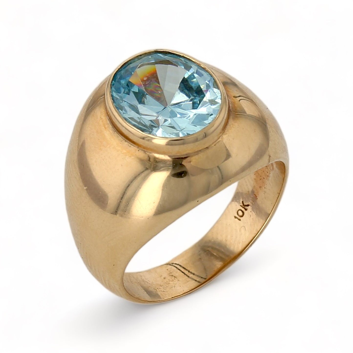 10k yellow gold oval aquamarine ring-216644