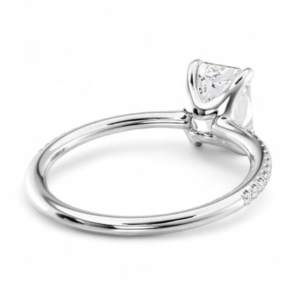 14k White Gold Solitaire Radiant Pave Diamond ring