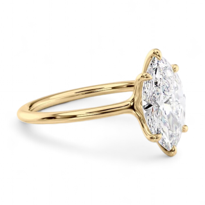 14k Yellow Gold Solitaire Marquise Diamond ring