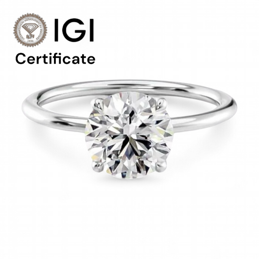 14k White Gold Solitaire Round  ring