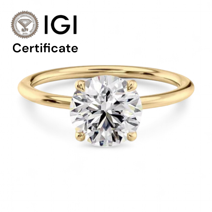 14k Yellow Gold Solitaire Round Diamond ring