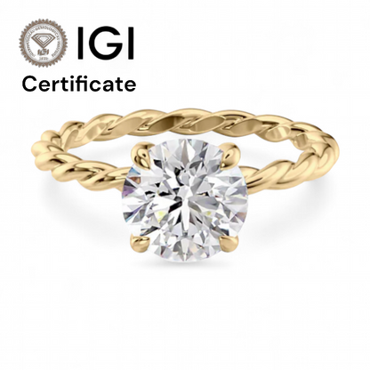 14k Yellow Gold Forrest Solitaire Round Diamond ring