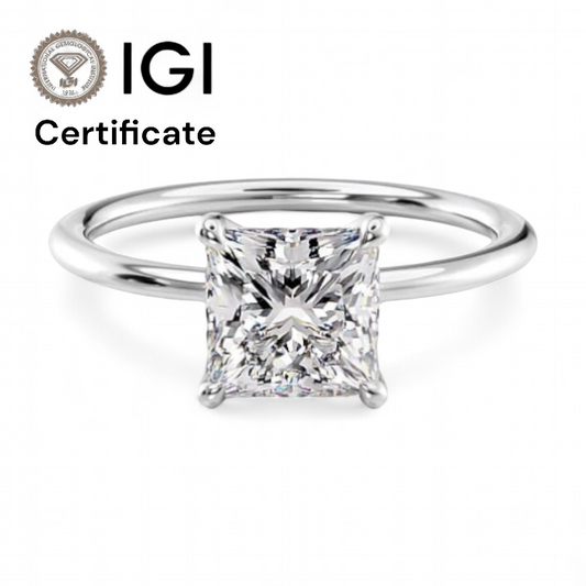 14k White Gold Solitaire Princess Diamond ring