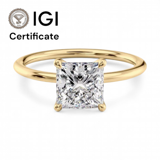 14k Yellow Gold Solitaire Princess Diamond ring