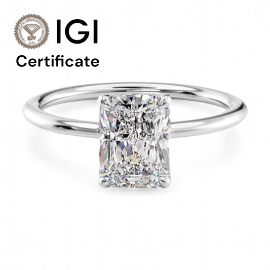 14k White Gold Solitaire Radiant Diamond ring