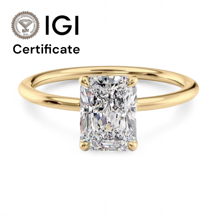 14k Yellow Gold Solitaire Radiant Diamond ring